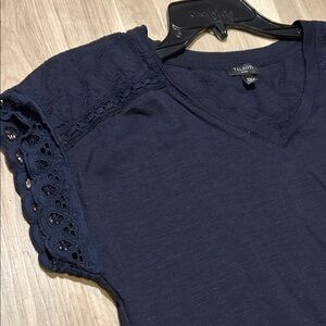 Talbots Navy Lace Sleeve Tee